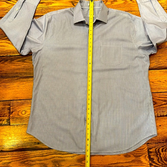PETER MILLAR BLUE & WHITE LONG SLEEVE BUTTON UP COTTON SHIRT SIZE 17.5 LONG - Picture 5 of 7